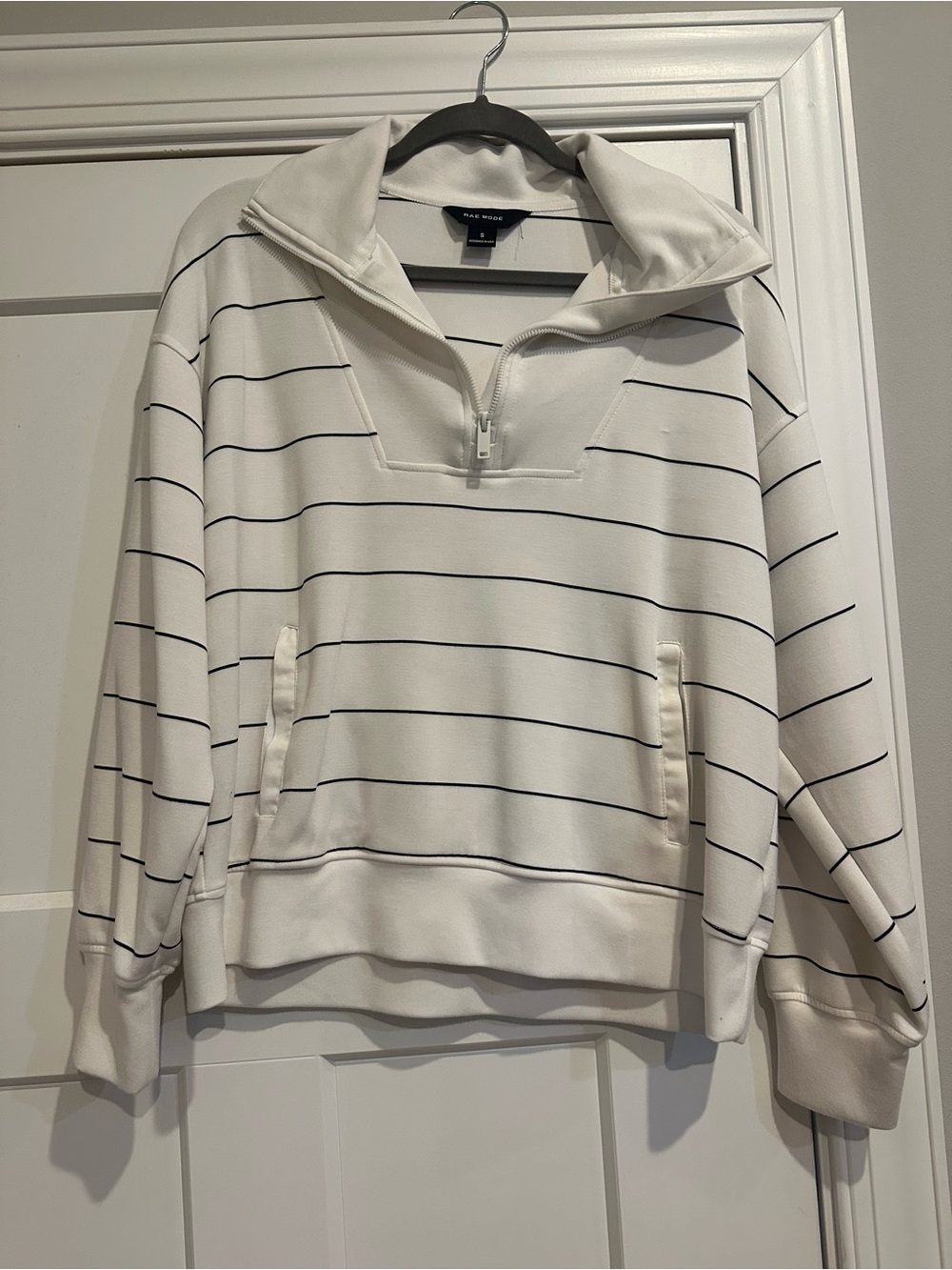 Rae Mode Striped Quarter-Zip Sweatshirt